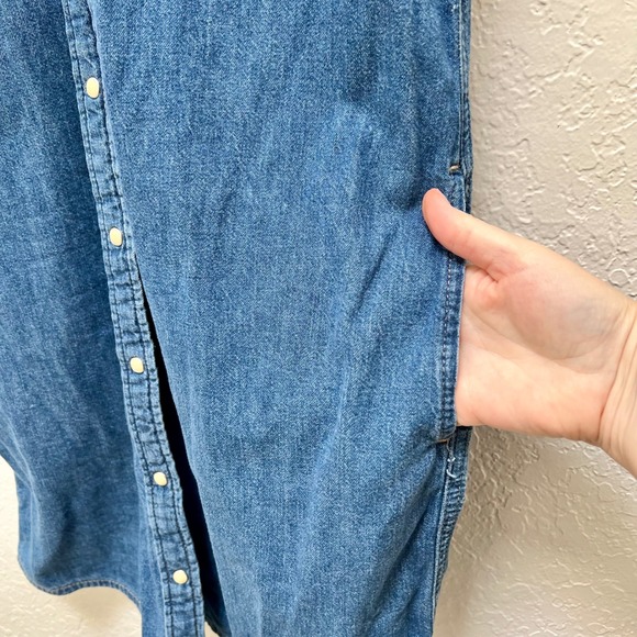 Lee Womens Heritage Western Pearl Snap Denim Dress Short Sleeve Collared Medium - Picture 4 of 5